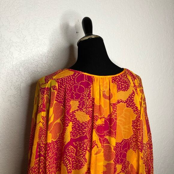 Diane von Furstenberg Emelia orange pink floral batwing silk top Medium NWOT - Picture 12 of 16